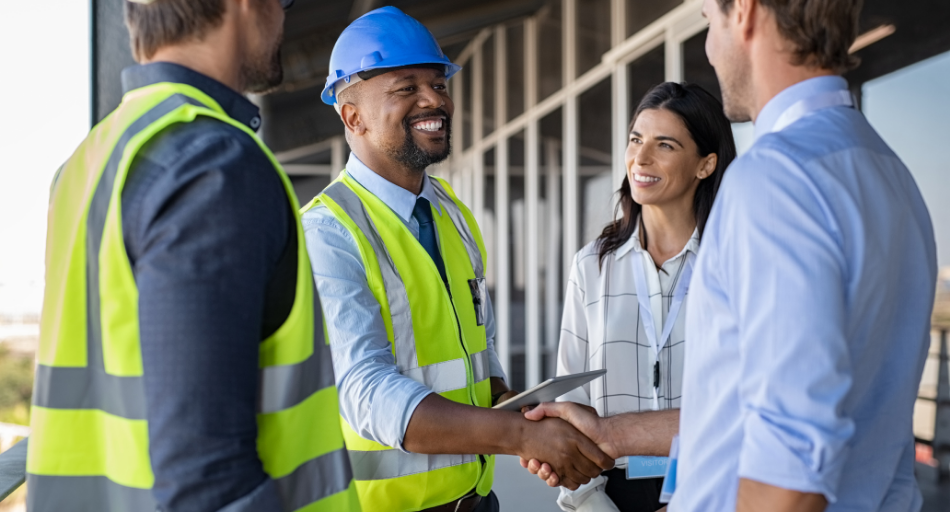 engineer shaking hands