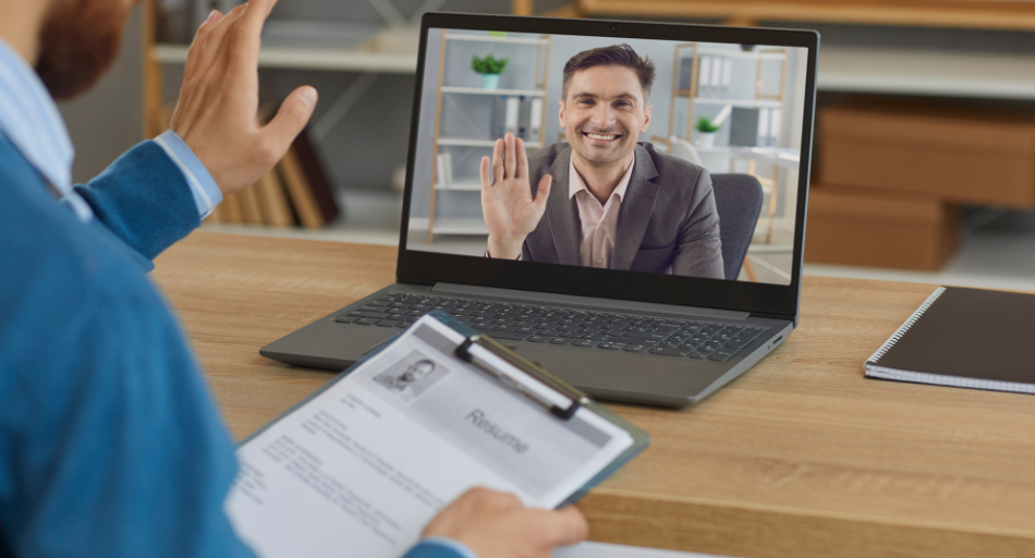 two people reviewing resume on virtual interview