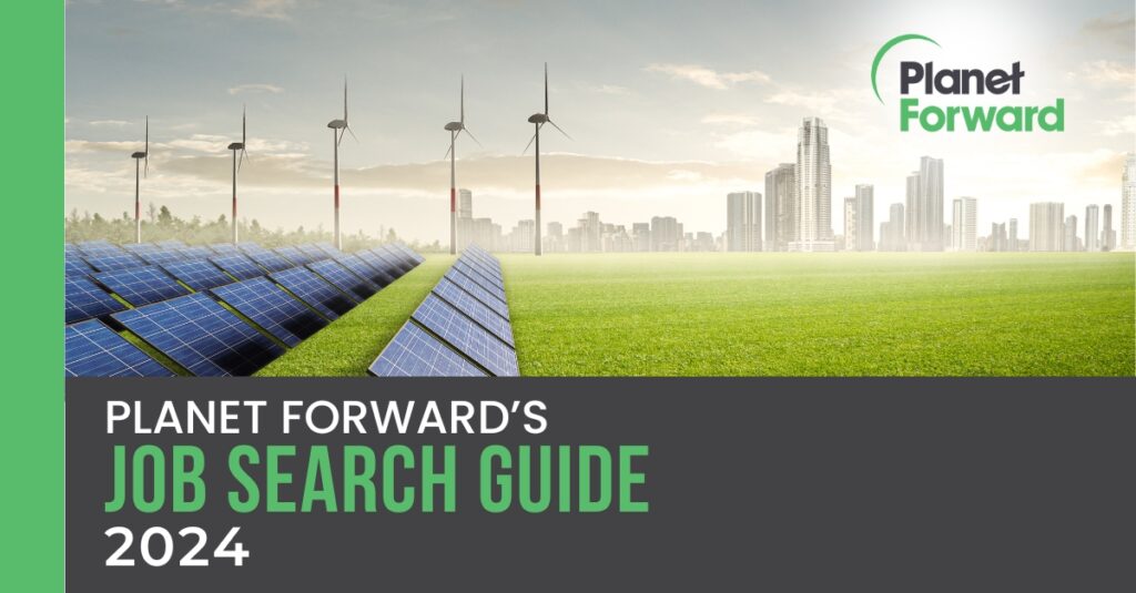 header image with text: Planet Forward's Job search Guide 2024